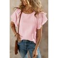 Light Pink Crinkled Cotton Gauze Ruffle Sleeve ...