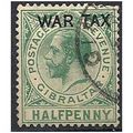 Gibraltar 1918 SG86 1/2d Green WAR TAX Fine/Ver...