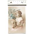 1915 Greetings postcard - Girl with Blue Flowers