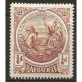 Barbados 1917 SG181a 1/d Chestnut Brown Mounted...