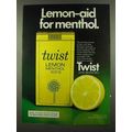 1974 Twist Lemon Menthol 100's Cigarettes Ad