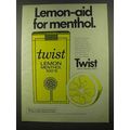 1974 Twist Lemon Menthol 100's Cigarettes Ad - ...