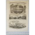 1860 engravings Tudor House & shops Shrewsbury,...