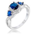 1.43Ct Rhodium & Hematite Plated Sapphire Blue ...