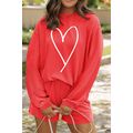 Gold Flame Heart Shape Graphic Corded Pullover ...