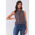 Women's Purple & Multi Sleeveless Mock Neck Fro...