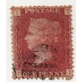 sg43 1d red plate 186 FINE USED " T I " (reds)