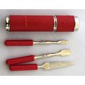 Vintage Nail Manicure Set In Faux Red Leather C...