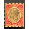 Jamaica KGV 1916 4d Black Red Lemon Mounted Min...