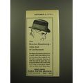 1959 Saks Fifth Avenue Hats Ad - The Bowler Homburg - new hat of influence