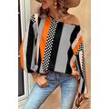 Orange Polka Dot Vertical Striped Printed Puff ...