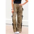 Brown Leopard Print Bow Tie Drawstring Elastic ...