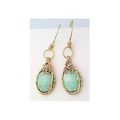 Variscite Gold Wire Wrap Gemstone Dangle Earrin...