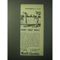 1948 North Carolina Tourism Ad - Fare thee well