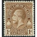 Turks & Caicos 1928 1d Brown SG177 MM