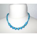 Vintage Beaded Blue and Purple Necklace Ceramic...