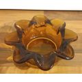 Vintage Amber Bowl Cigarette Ashtray 1970s Flow...