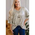 Gray Leopard Print Half Sleeve V Neck Loose Fit...