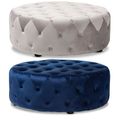 Royal Blue / Slate Gray Velvet Round Tufted Coc...
