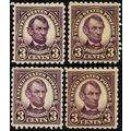 584, Mint FVF LH 3¢ FOUR Lincoln Stamps CV $110...