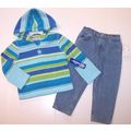 NWT Just Friends Girl's Striped Fleece Star Hoo...