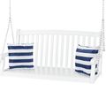 White Acacia Wooden Curved Back Hanging Porch S...