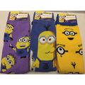 NEW 3 Pairs Minions Crew Socks Shoe Size 6-12