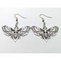 Grunge Butterfly Dangle Luna/Death/Skull Moth Earrings Silver Plated Hooks