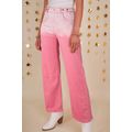 Pink Scattering Rhinestone Gradient Denim Pants