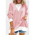 Peach Blossom Corded Colorblock Drop Shoulder L...