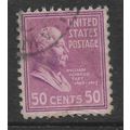 USA 1938 PRESIDENTIAL SERIES 50c BRT PURPLE WIL...