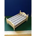 White Double Bed with Blue White Striped Mattre...