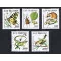 San Marino Bird Butterfly Lizard Mouse Flora 5v...