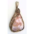 Brown Swirl Agate Bronze Copper Wire Wrap Gemst...