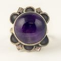 Sterling Silver and Amethyst Cabochon Ring - Si...