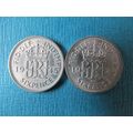 1945 & 1946 GEORGE VI TWO SILVER SIXPENCE. FREE...