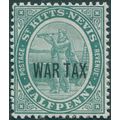 St Kitts-Nevis 1916 ½d dull blue-green War Tax ...