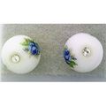 White Floral Glass Crystal 8mm Stud Earrings 2