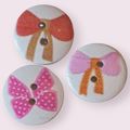 Bow Pattern Round Wooden Buttons Size 15mm Knit...