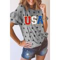 Gray USA Letter Patched Star Printed Ruffle Tri...