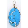 Blue Howlite Sterling Silver Wire Wrap Gemstone...