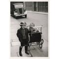 Child Pram WW2 London Wearing Military Helmet A...