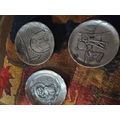 3 aluminum 4.5 inches across scenic plates
