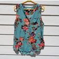 Market & Spruce Green Floral Top XL 42 Chest