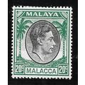 MALACCA MALAYA 1949 KG6 20c SG11 11 SG BLACK GR...