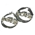 Sterling Silver LOVE Hoop Dangles Earring