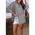 Black Stripe Button Up Oversized Casual Shirt