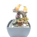 Water Fountain Robins on a Log 18 CM LED Colour...