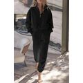 Black Half Zip up Pullover Active Top and Jogge...