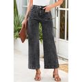 Black Chic Patch Pocket Straight Leg Loose Jeans